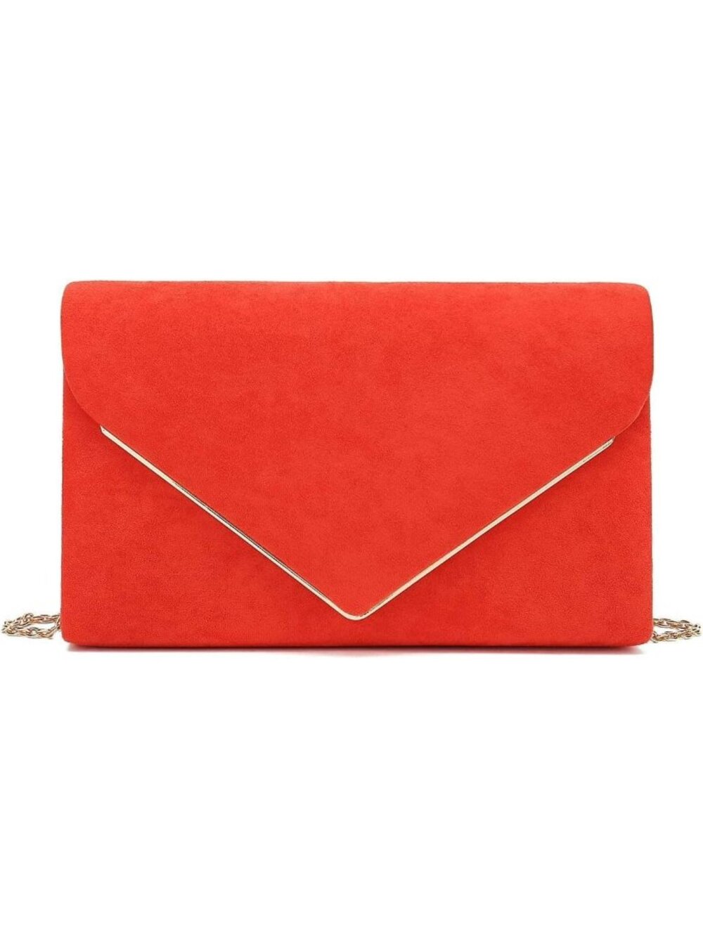 ๐ Women's Orange Faux Suede Clutch Bag Elegant Metal Binding Evening Purse